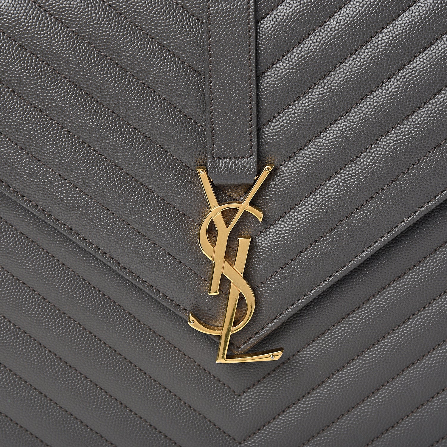 Saint Laurent Grain De Poudre Matelasse Chevron Large Monogram Satchel Earth 10 of 10