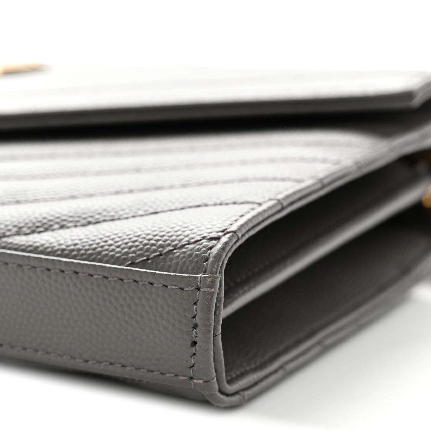 Grain De Poudre Matelasse Chevron Monogram Chain Wallet Fog
