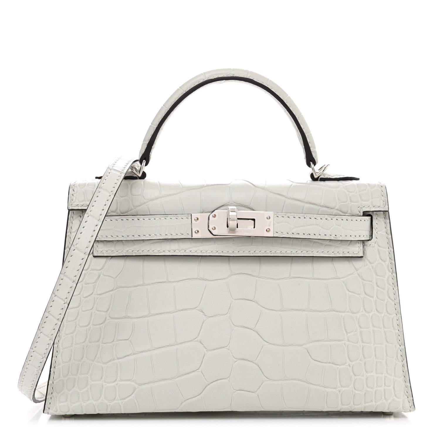 Hermes Matte Alligator Mini Kelly Sellier 20 Gris Neve 1 of 9