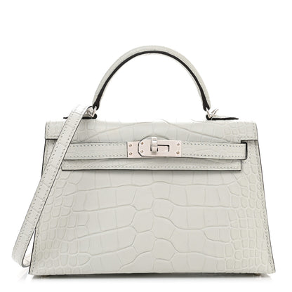 Hermes Matte Alligator Mini Kelly Sellier 20 Gris Neve 1 of 9