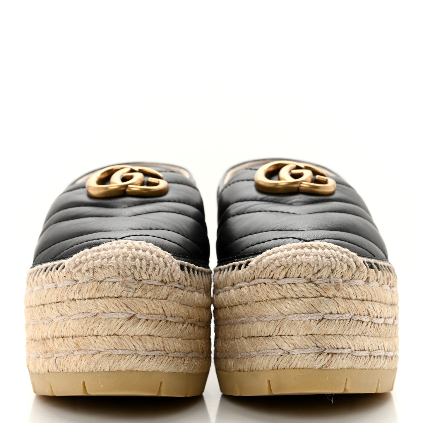 Nappa Matelasse GG Marmont Platform Espadrilles 35.5 Black