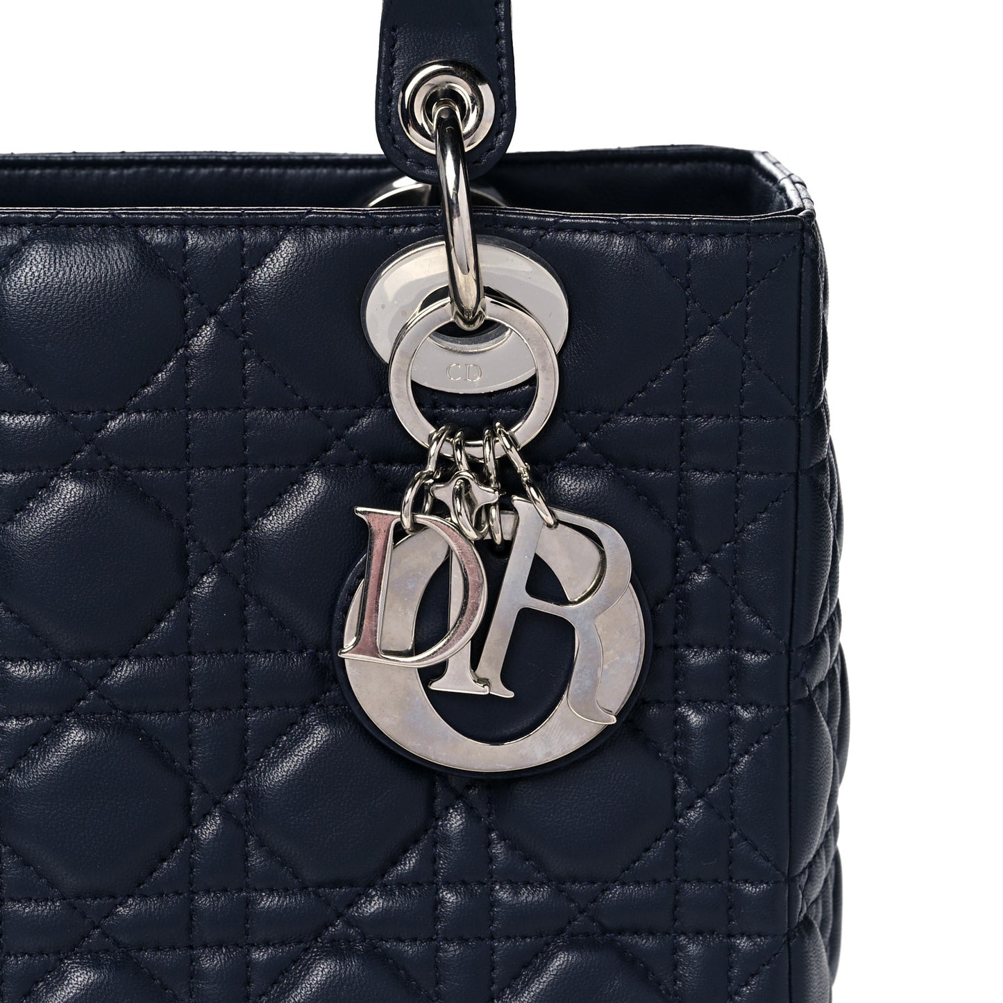 Lambskin Cannage Medium Lady Dior Navy Blue