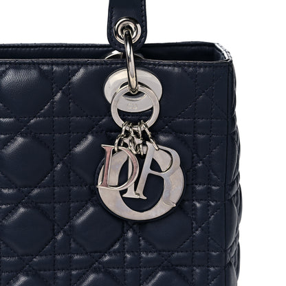 Christian Dior Lambskin Cannage Medium Lady Dior Navy Blue 7 of 13