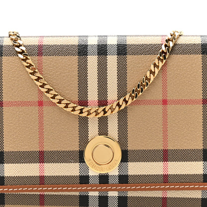Burberry Canvas Vintage Check Chain Strap Wallet  Sand Beige 10 of 13