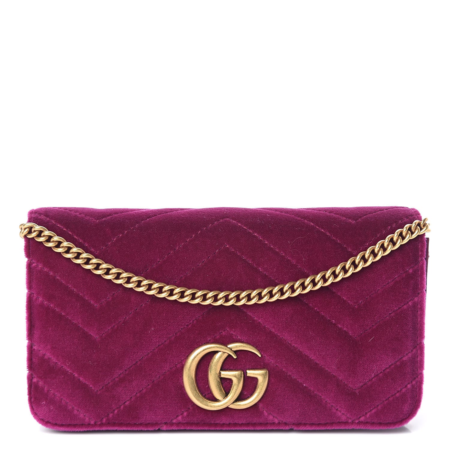 Gucci Velvet Matelasse GG Marmont Mini Bag Fuchsia Violet Cyclamen 1 of 8