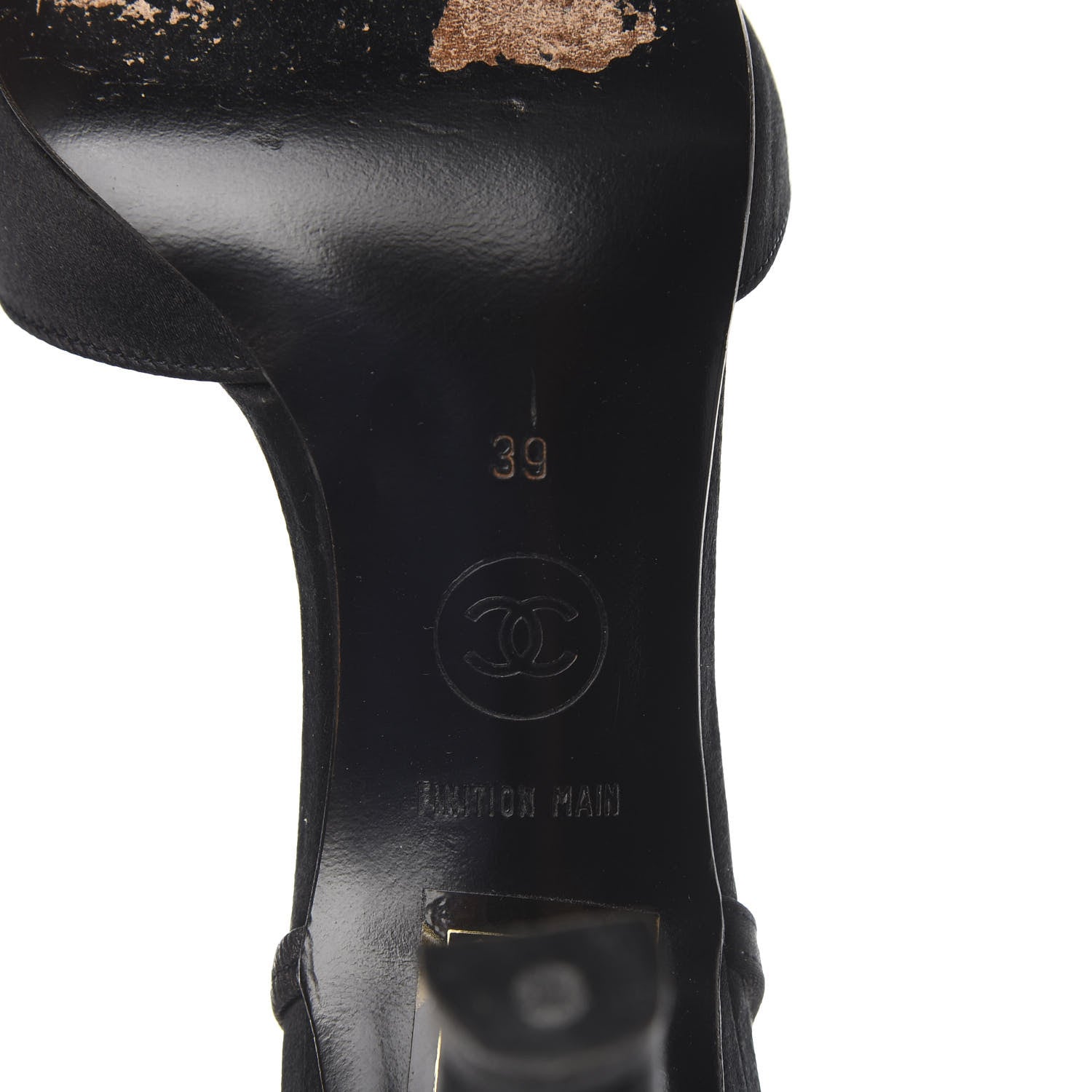 Chanel Satin Crystal Slingback Cap Toe Pumps 39 Black 7 of 11