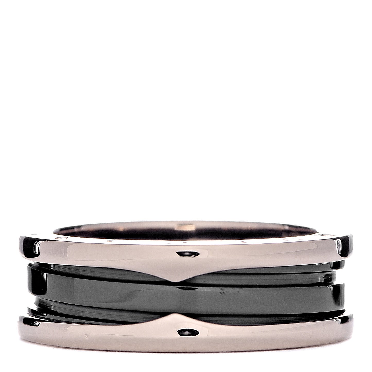 18K Rose Gold Black Ceramic B.Zero1 Two-Band Ring 65 11