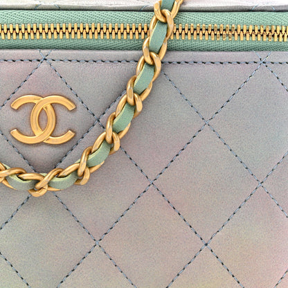 Chanel Lambskin Quilted Ombre Small Top Handle Vanity Case With Chain Blue Green 8 of 11