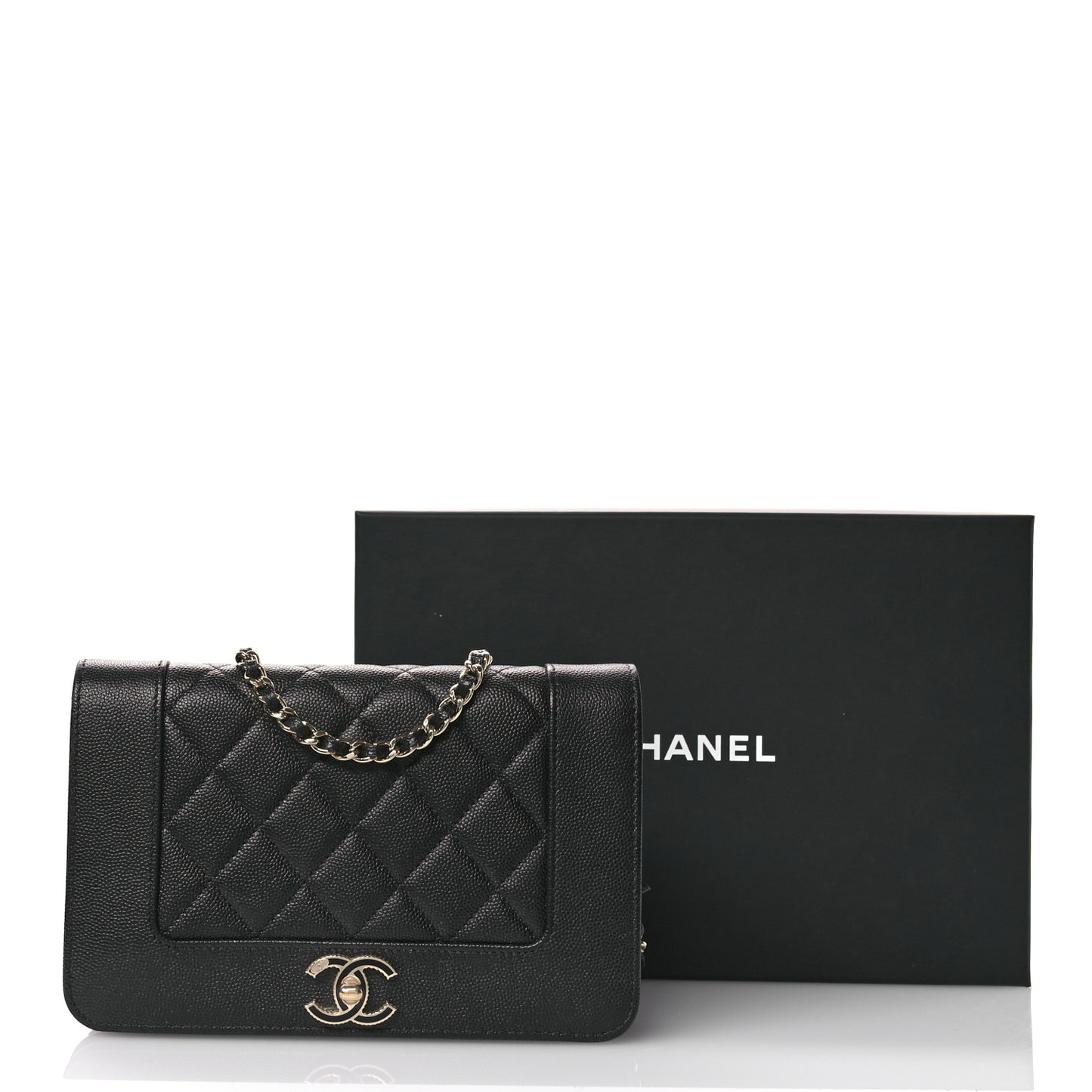 Caviar Quilted Vintage Mademoiselle Wallet On Chain WOC Black
