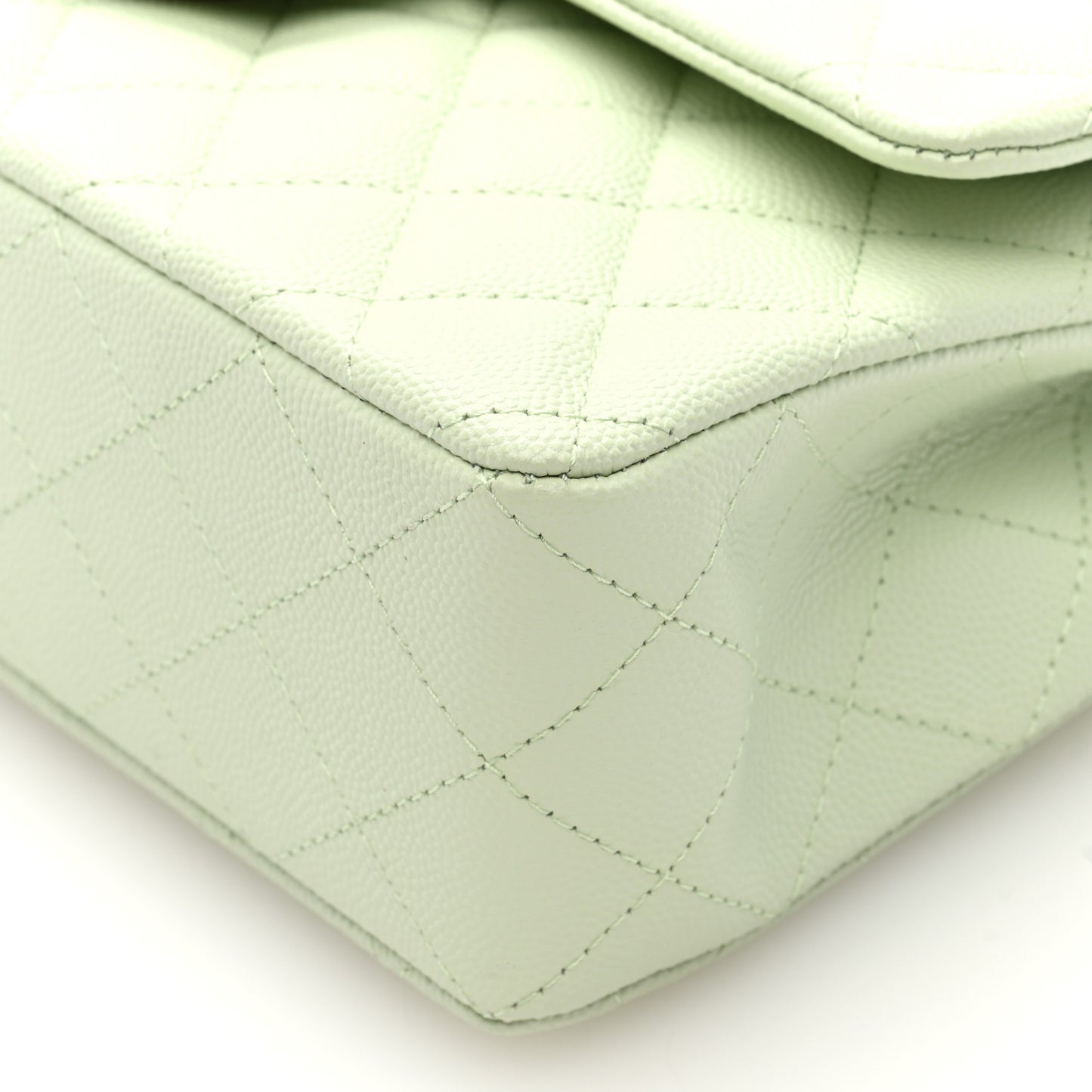 Caviar Quilted Small Double Flap Light Green