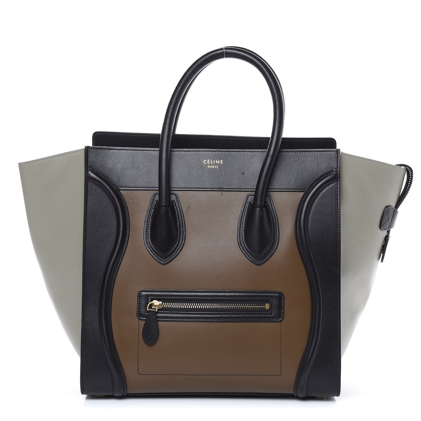 Satin Calfskin Mini Tri-Color Luggage Dark Grey