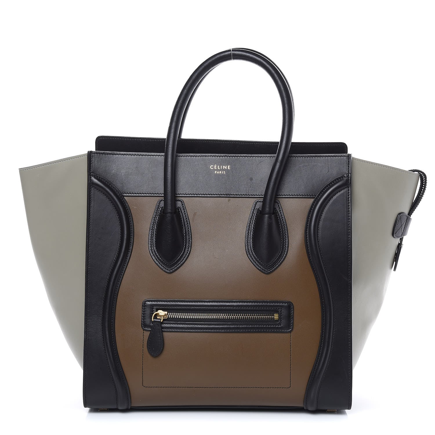 Celine Satin Calfskin Mini Tri-Color Luggage Dark Grey 1 of 19