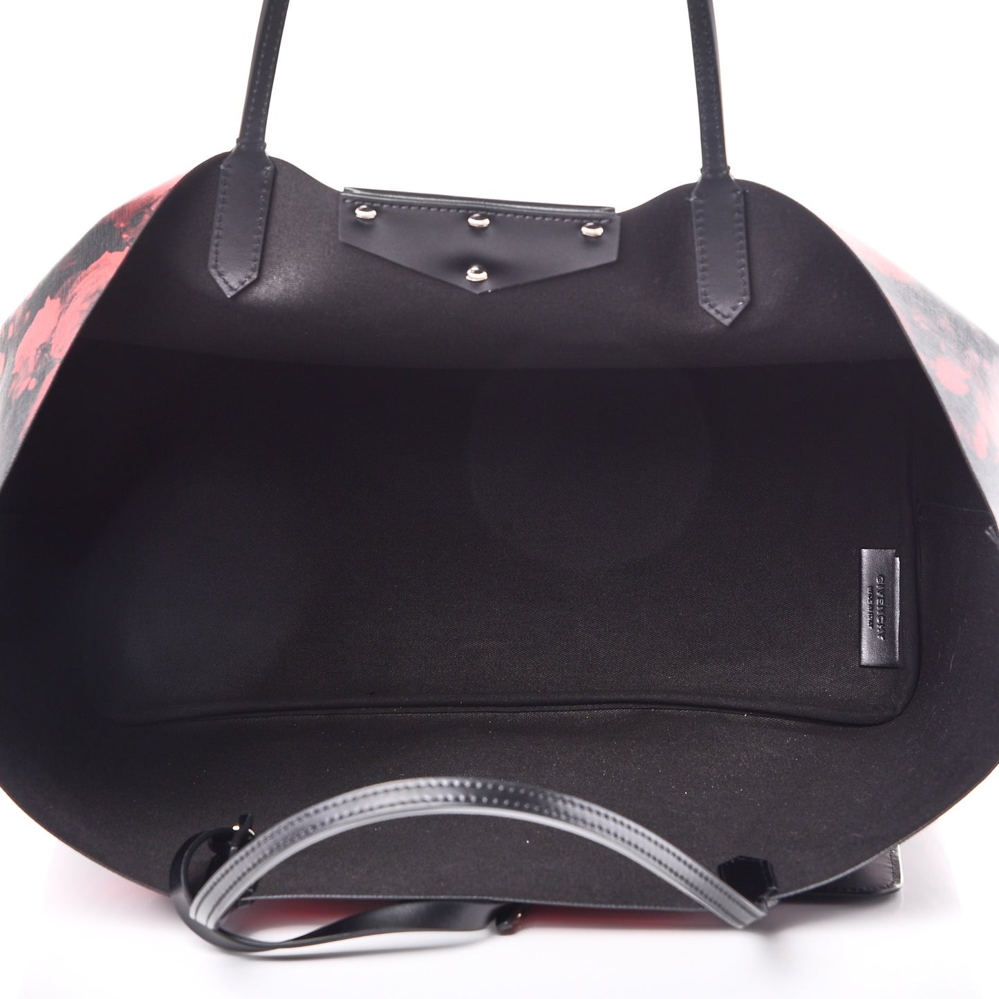 Textured Coated Canvas Floral Print Large Antigona Tote Black Red