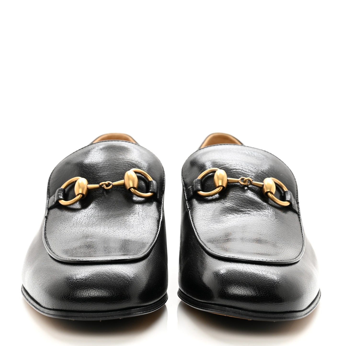 Goatskin Womens Horsebit Mid-Heel Loafers 39 Black