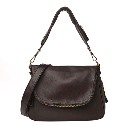 Tom Ford Pebbled Calfskin Large Jennifer Dark Brown 1 of 30