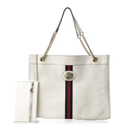 Gucci Suede Calfskin Large Rajah Chain Tote White 1 of 10