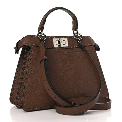 Fendi Cuoio Roma Sellerissima Nappa Sintetica Tape Stitch Small Peekaboo I SEE U Satchel Fettuccia 3 of 10