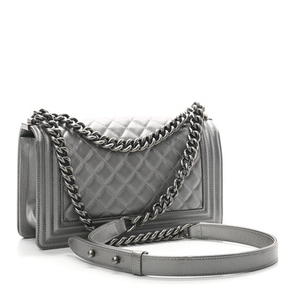 Chanel Metallic Caviar Quilted Medium Boy Flap Silver 4 of 12
