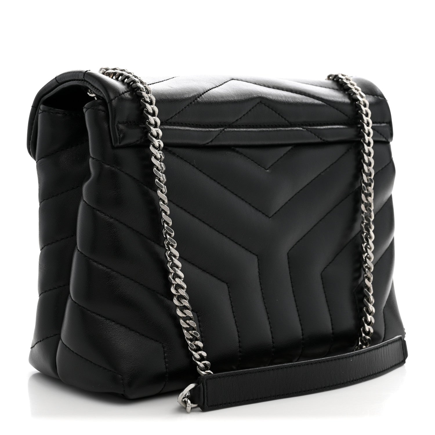 Saint Laurent Calfskin Y Quilted Monogram Small Loulou Chain Satchel Black 3 of 10