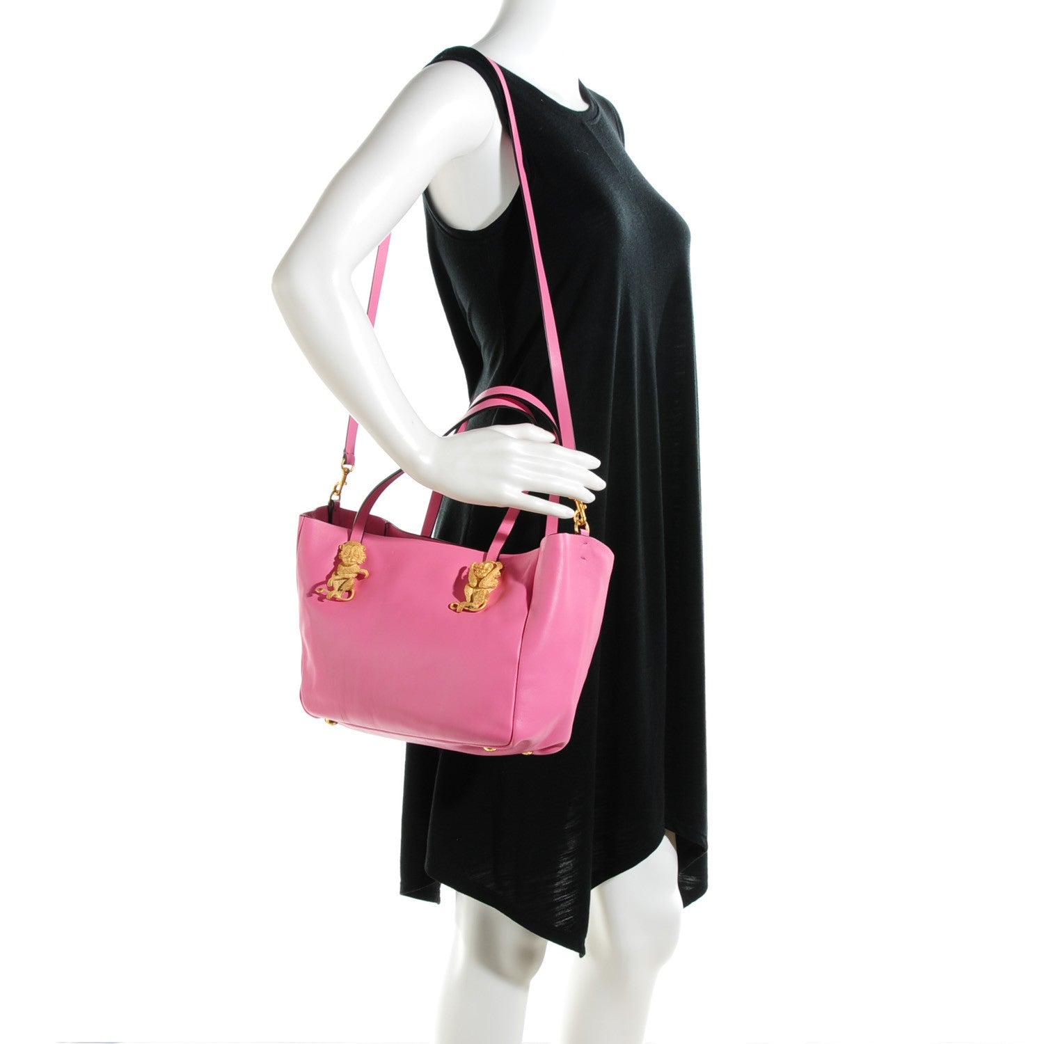 Valentino Garavani Vitello Small Monkey Scarab Tote Pink 2 of 7