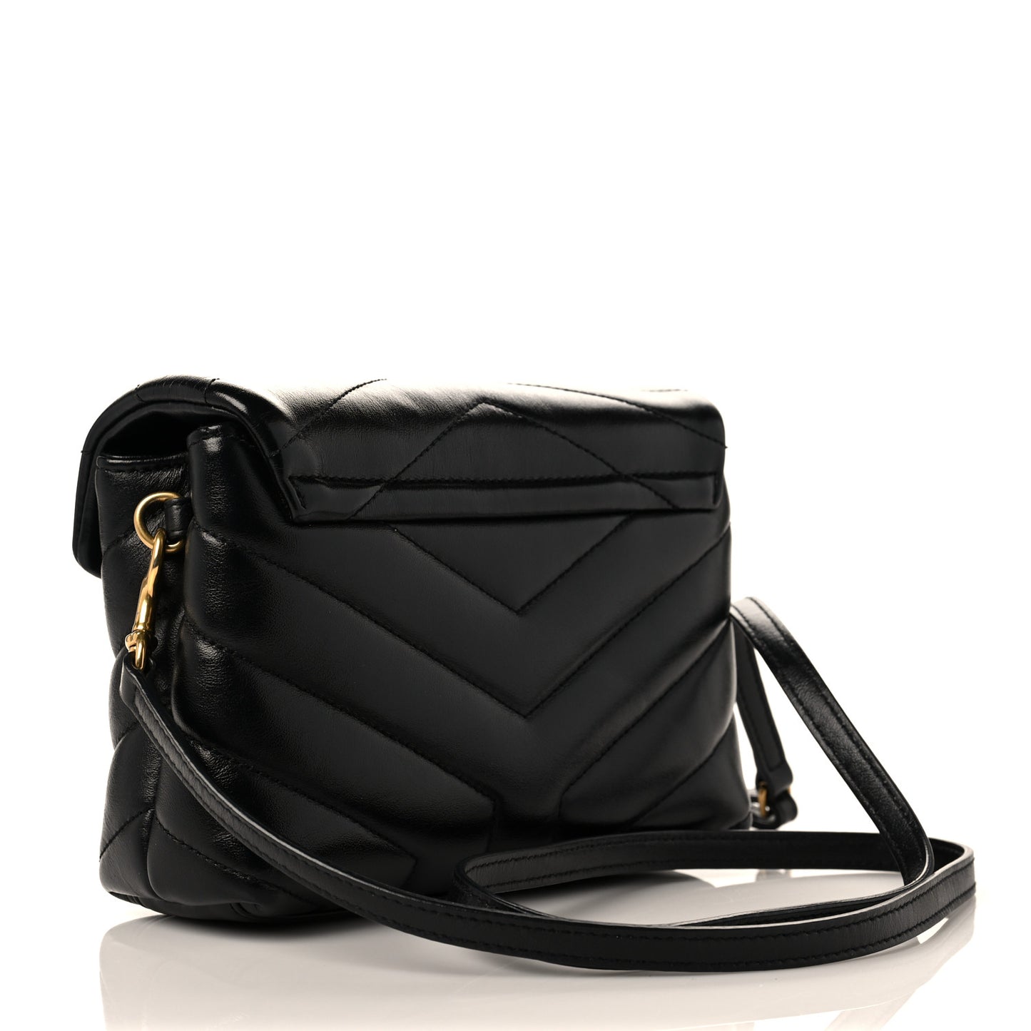 Calfskin Y Quilted Monogram Toy Loulou Crossbody Bag Black