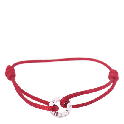 Cartier 18K White Gold Diamond LOVE Cord Bracelet Red 1 of 4