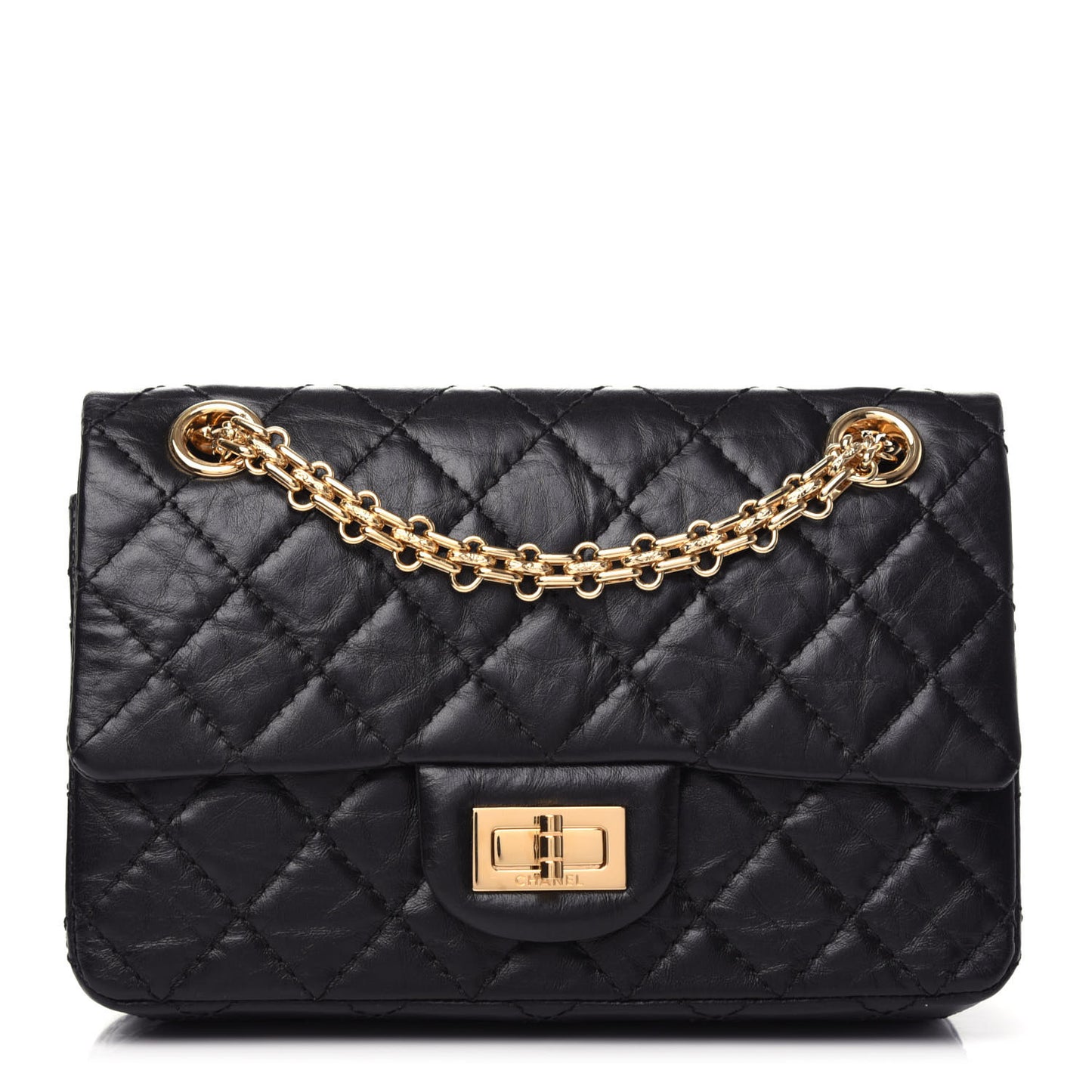 Aged Calfskin Quilted 2.55 Reissue Mini Flap Black