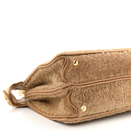 Fendi Curly Shearling Shiny Nappa Small Peekaboo I SEE U Satchel Camel 8 of 9