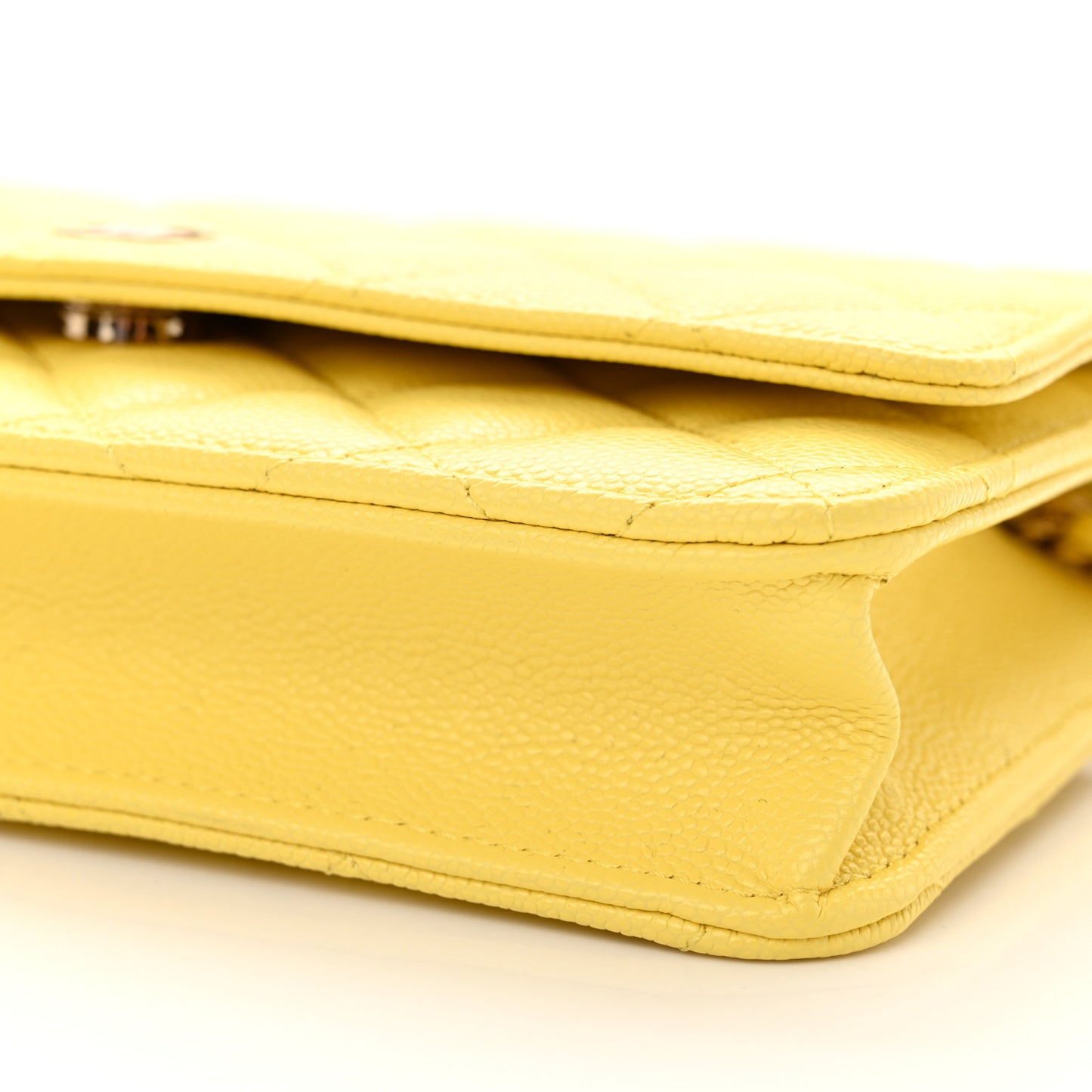 Caviar Quilted Wallet on Chain WOC Yellow