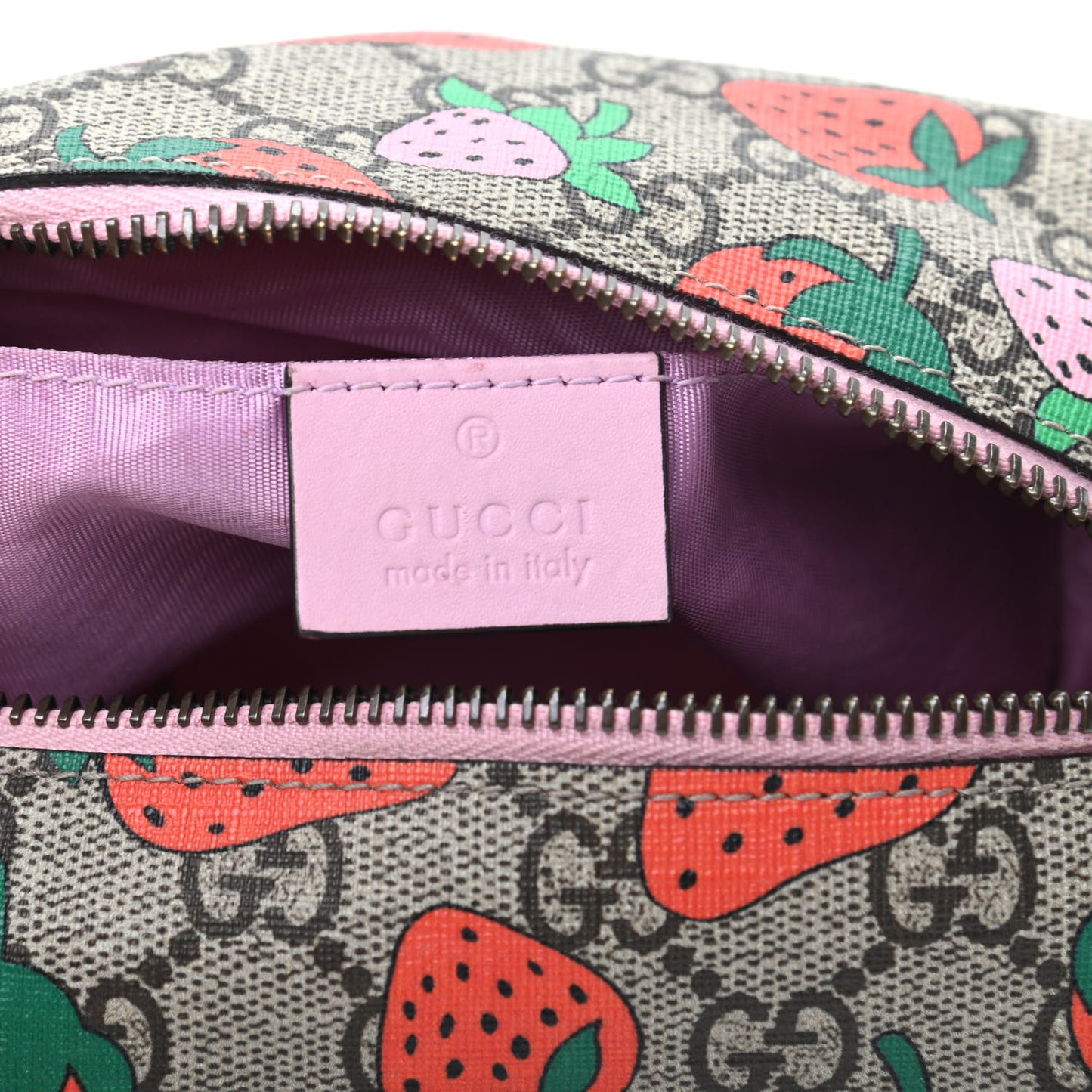 GG Supreme Monogram Strawberry Cosmetic Case