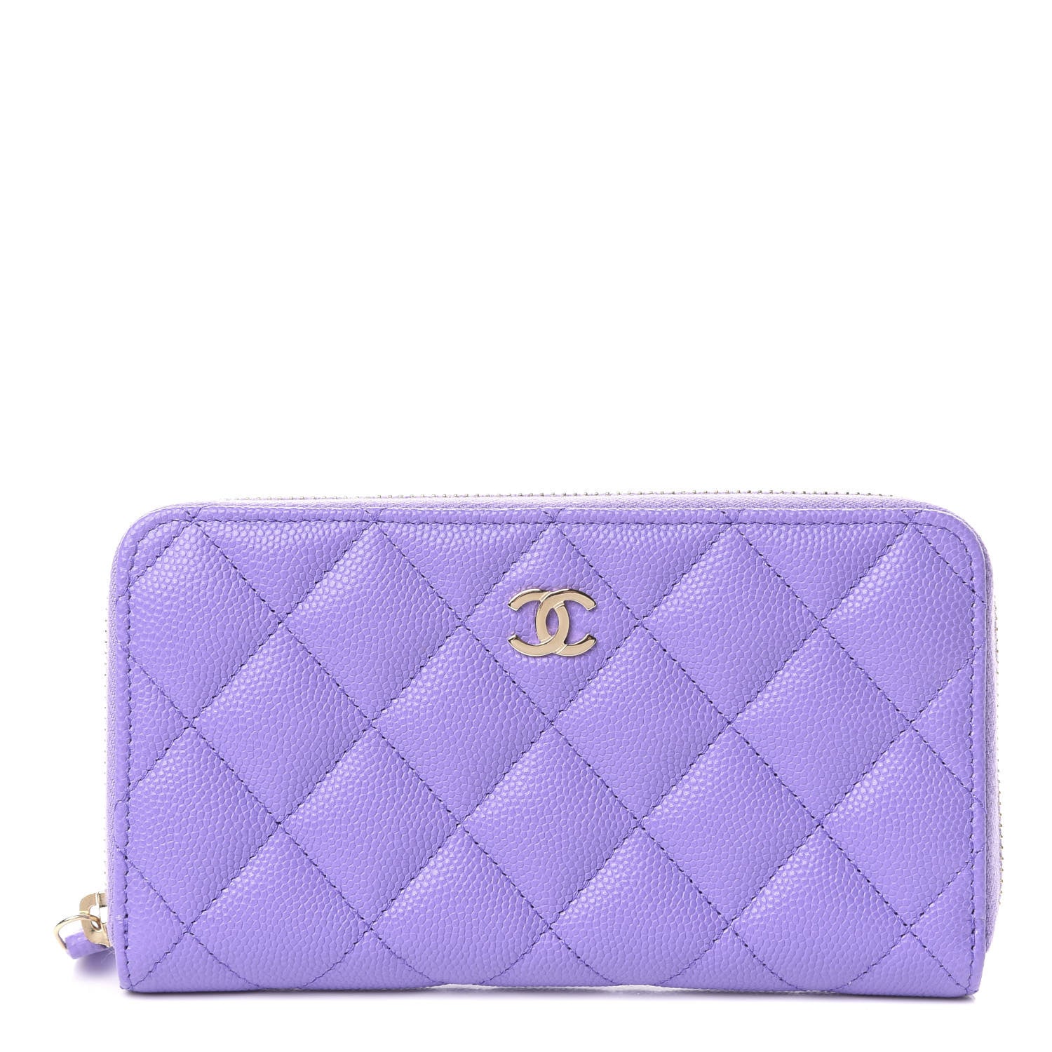 Chanel Caviar Quilted Large Gusset Zip Around Wallet Purple 1 of 8