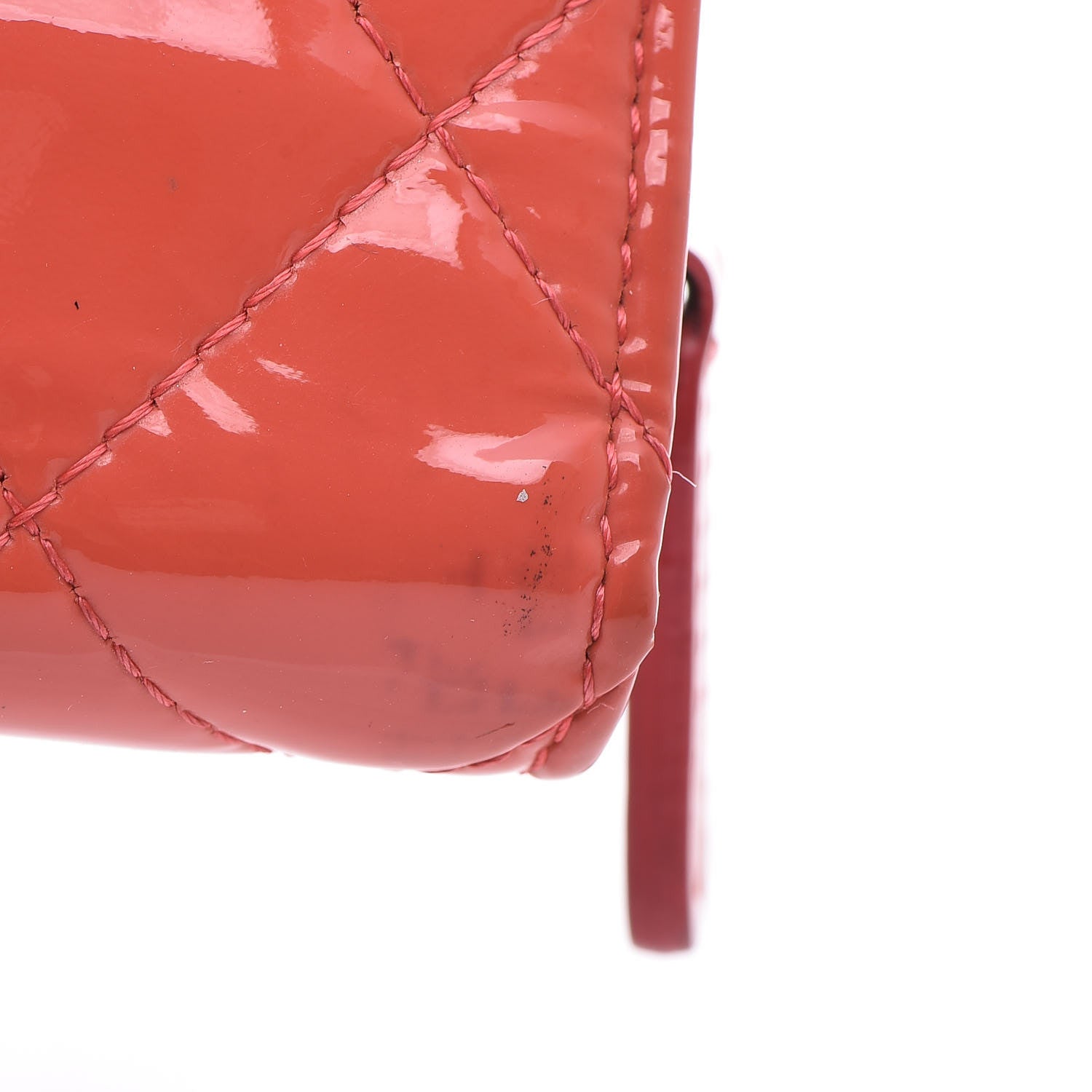 Chanel Patent Quilted Zip Pocket Wallet Coral 19 of 21