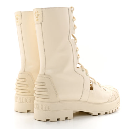Christian Dior Brushed Calfskin Rubber Dioriron Boots 38 Off White 4 of 12