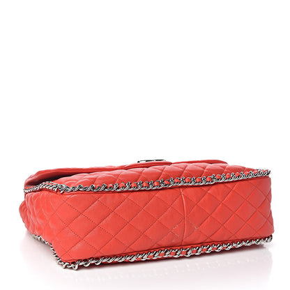 Chanel Washed Lambskin Quilted Maxi Chain Around Flap Red 4 of 12