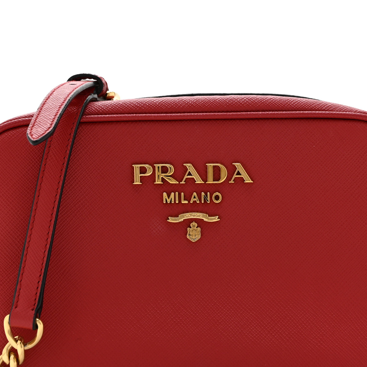 Saffiano Mini Camera Crossbody Bag Rosso