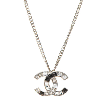 Chanel Baguette Crystal Pearl CC Necklace Silver Black 3 of 7