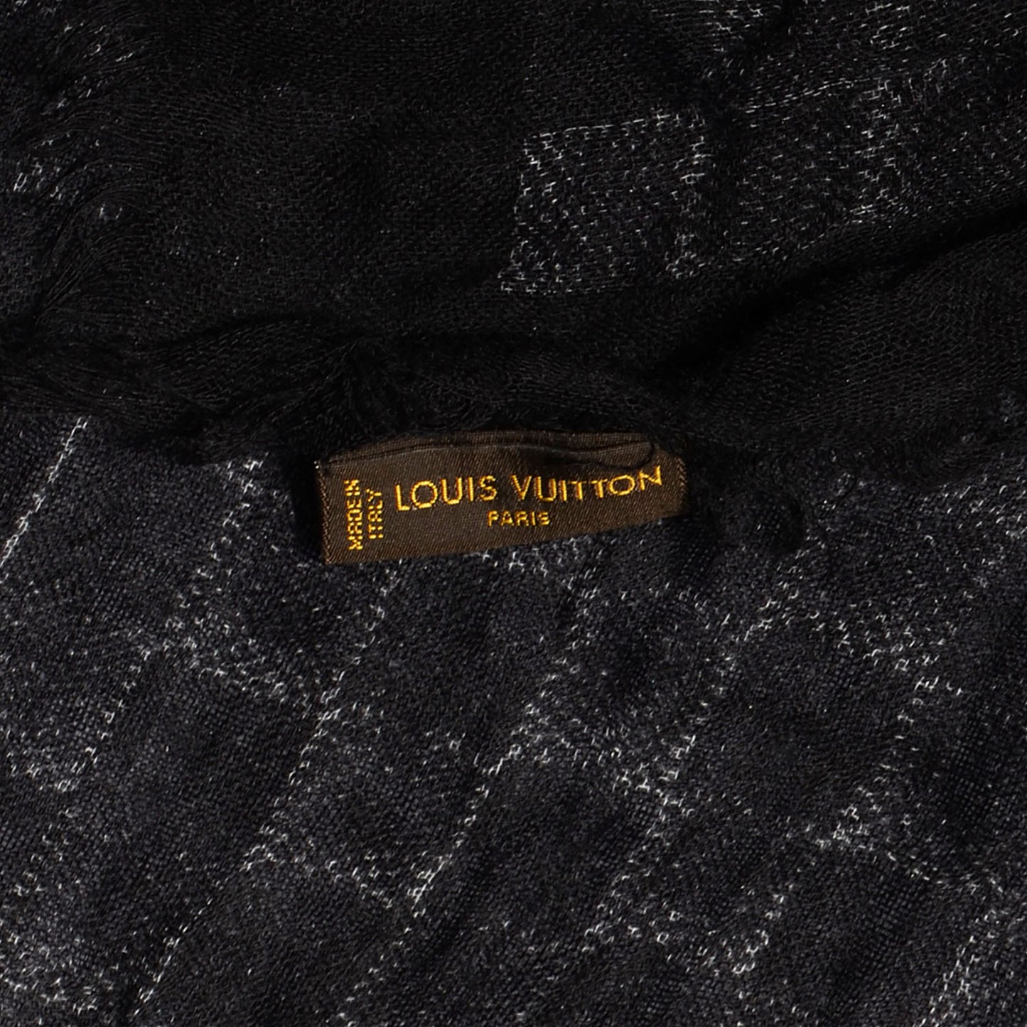 Cashmere Silk Etole Stole Damier Black