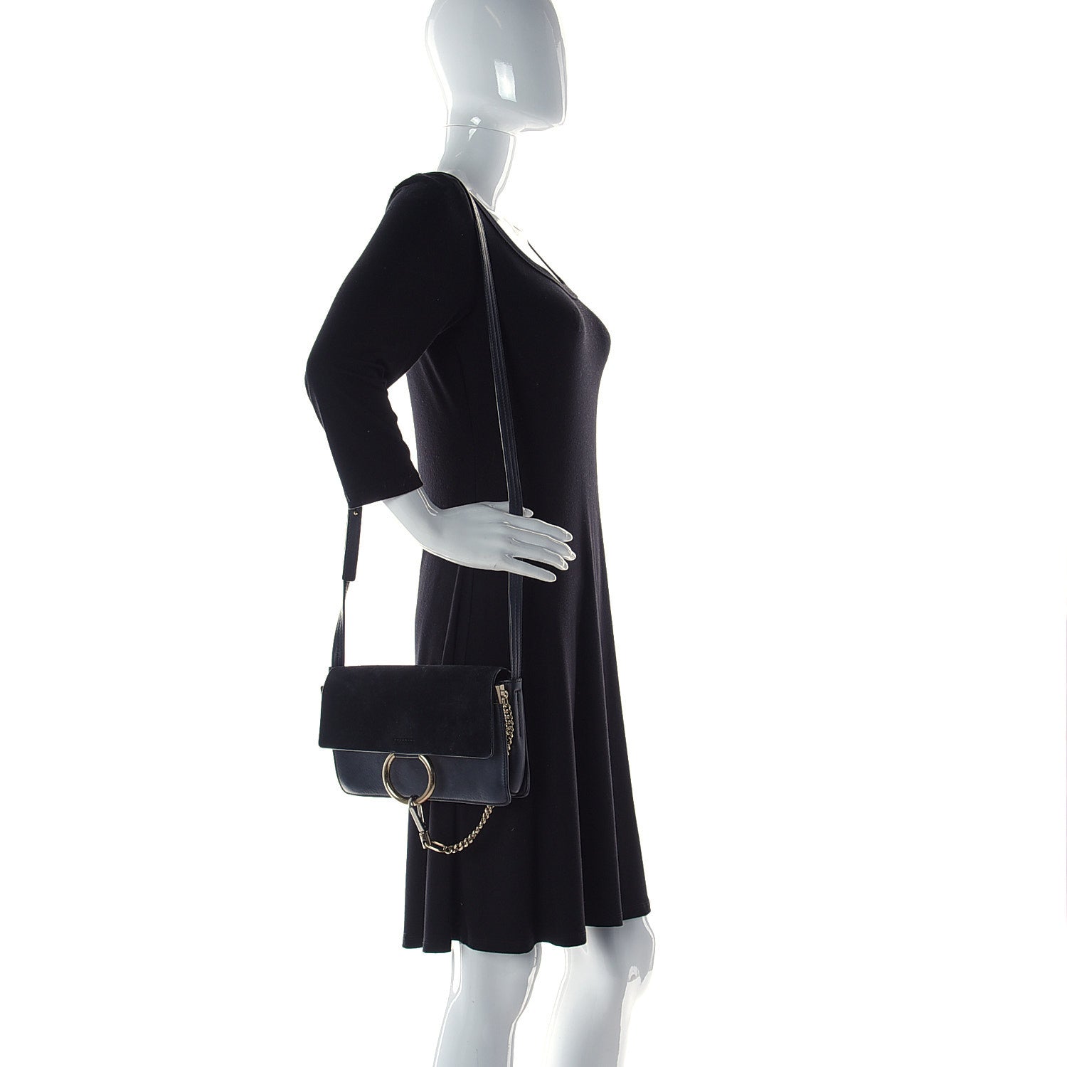 Chloe Suede Calfskin Small Faye Shoulder Bag Black 2 of 12