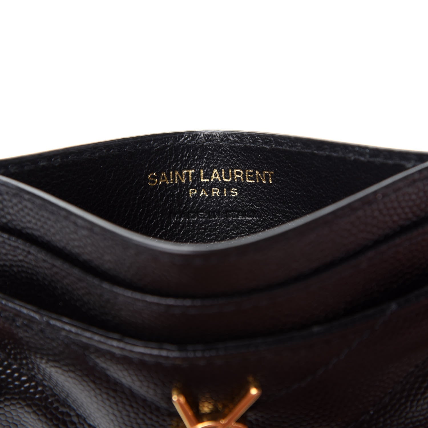 Saint Laurent Grain De Poudre Matelasse Chevron Monogram Credit Card Case Black 6 of 7