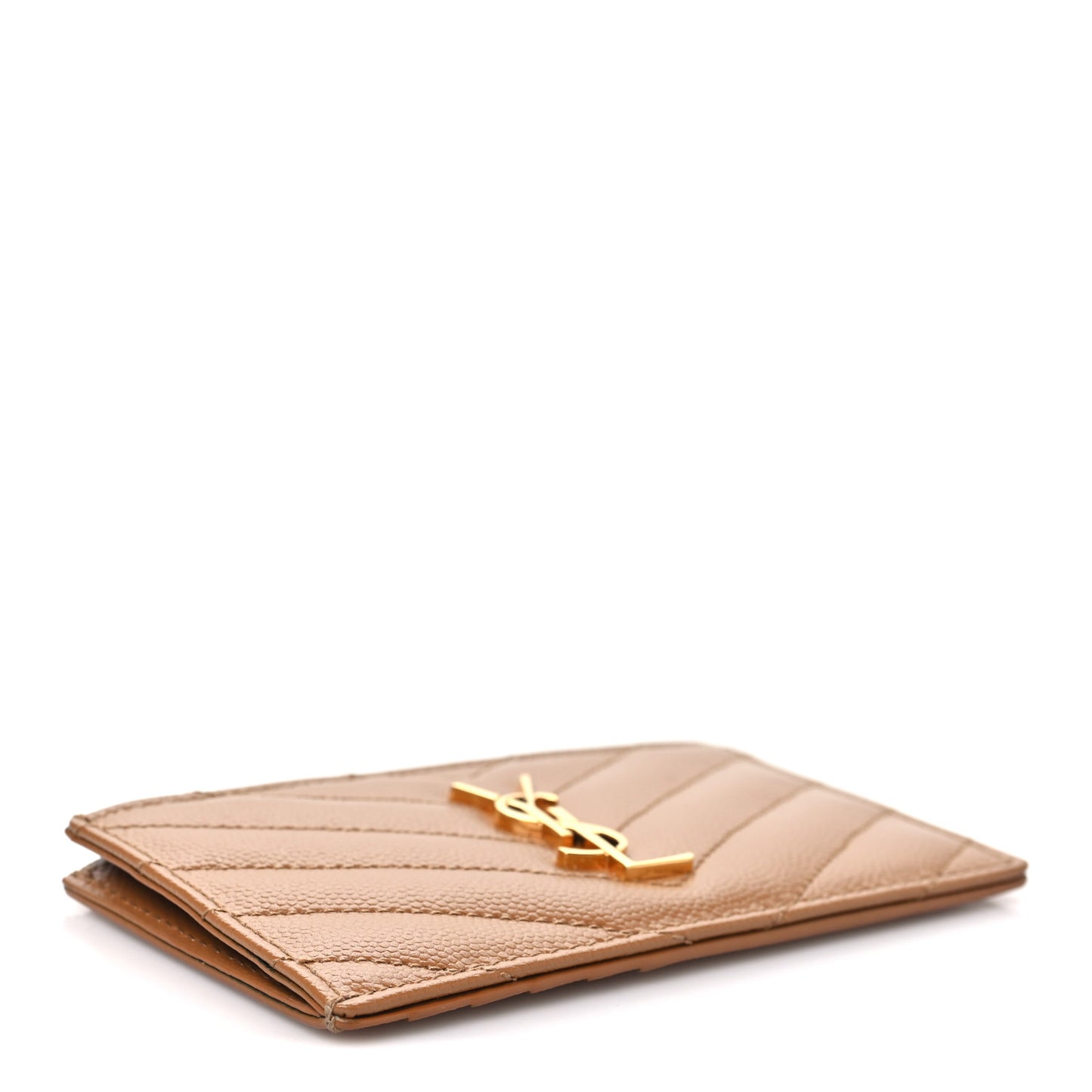 Grain De Poudre Matelasse Chevron Monogram Fragments Zippered Card Case Cork
