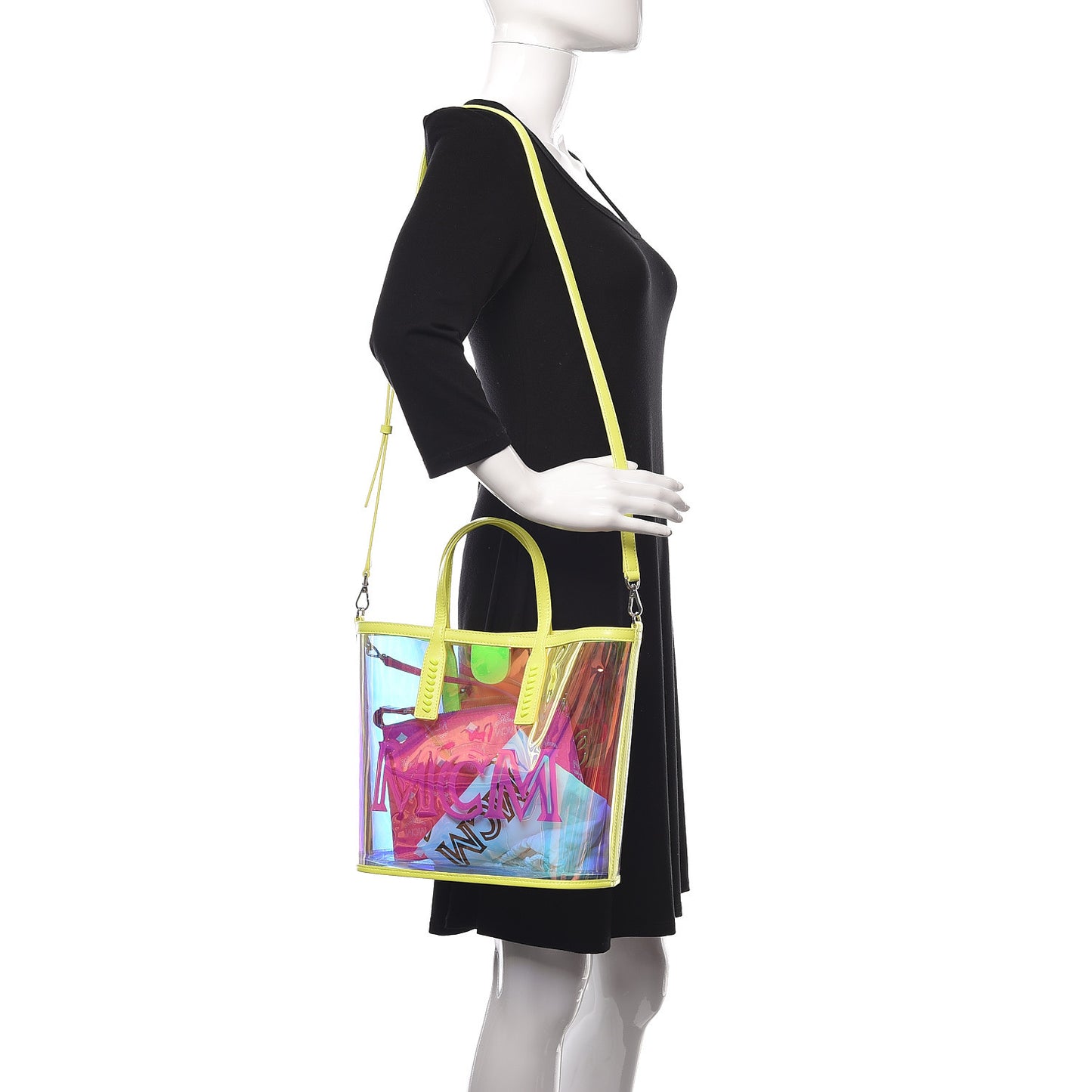 Iridescent PVC Shopper Tote Neon Hologram