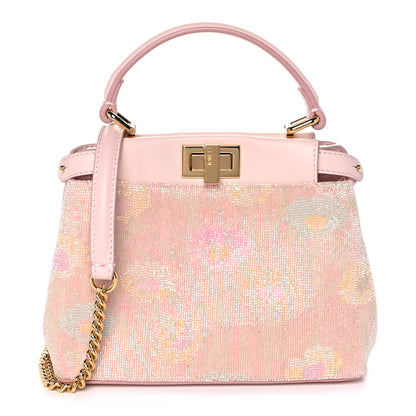 Fendi Glass Bead Embroidered XS Peekaboo Iconic Satchel Rosa Multicolor 1 of 14