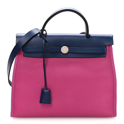 Hermes Vache Hunter Toile Herbag Zip 31 PM Magnolia Bleu Saphir 1 of 11