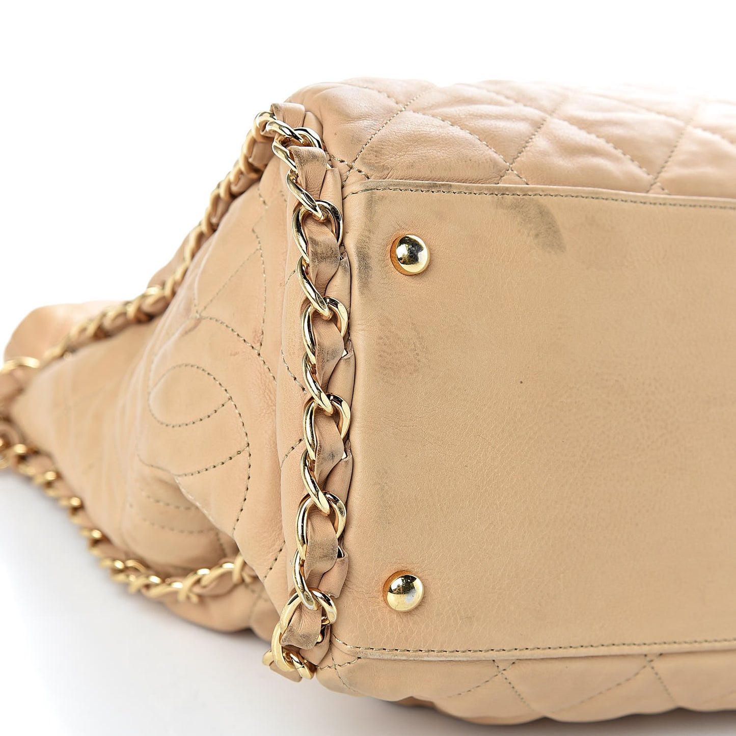 Calfskin Quilted Large Chain Me Hobo Beige
