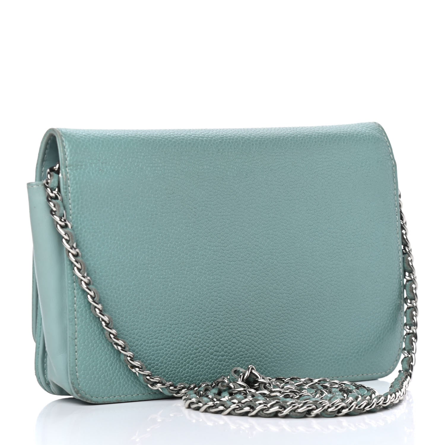 Chanel Caviar Timeless CC Wallet On Chain WOC Light Green 2 of 5