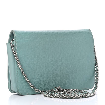 Chanel Caviar Timeless CC Wallet On Chain WOC Light Green 2 of 5