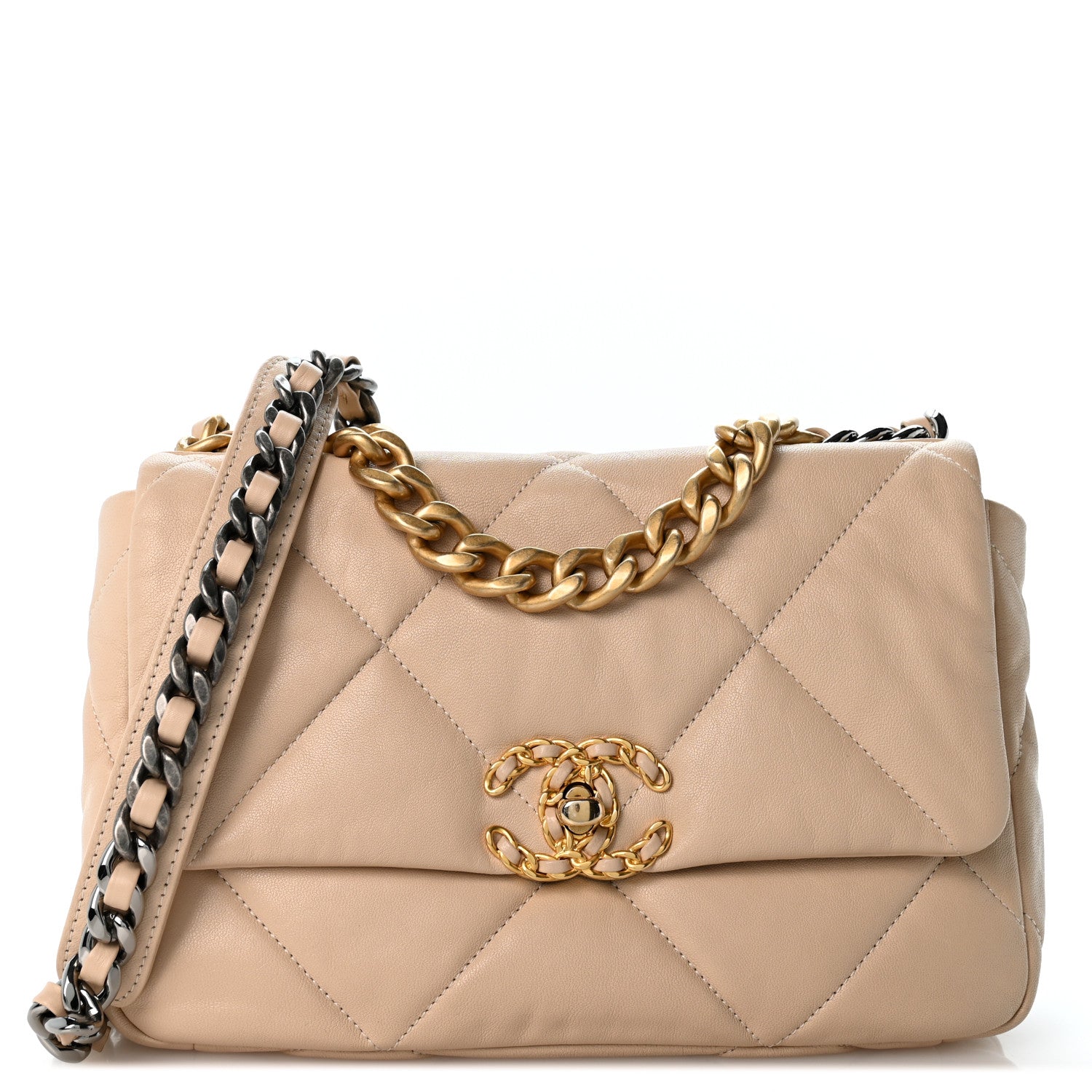 Chanel Goatskin Quilted Medium Chanel 19 Flap Light Beige 1 of 12