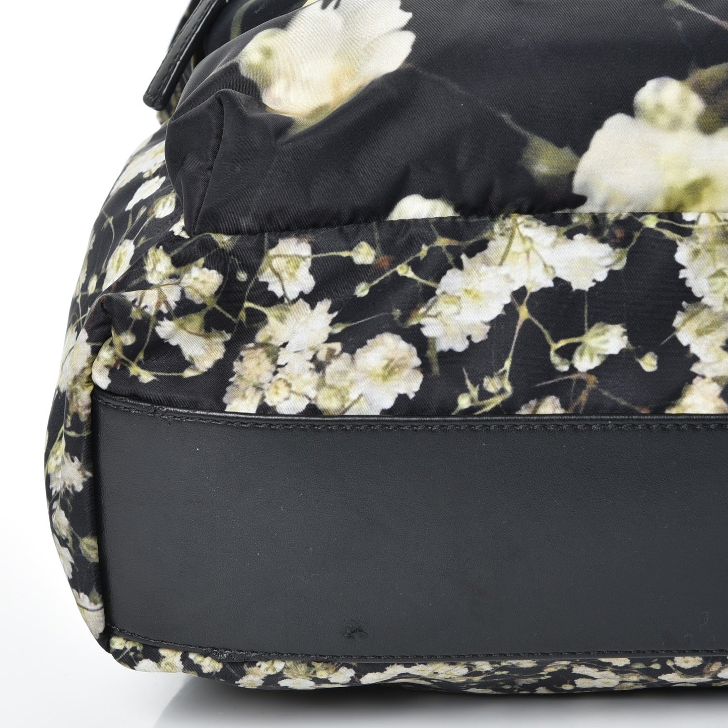 Nylon Calfskin Baby's Breath Print Backpack Black
