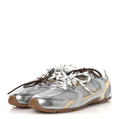 Miu Miu X NEW BALANCE Metallic Calfskin Mesh 530 SL Sneakers 39.5 Argento Platino 4 of 11