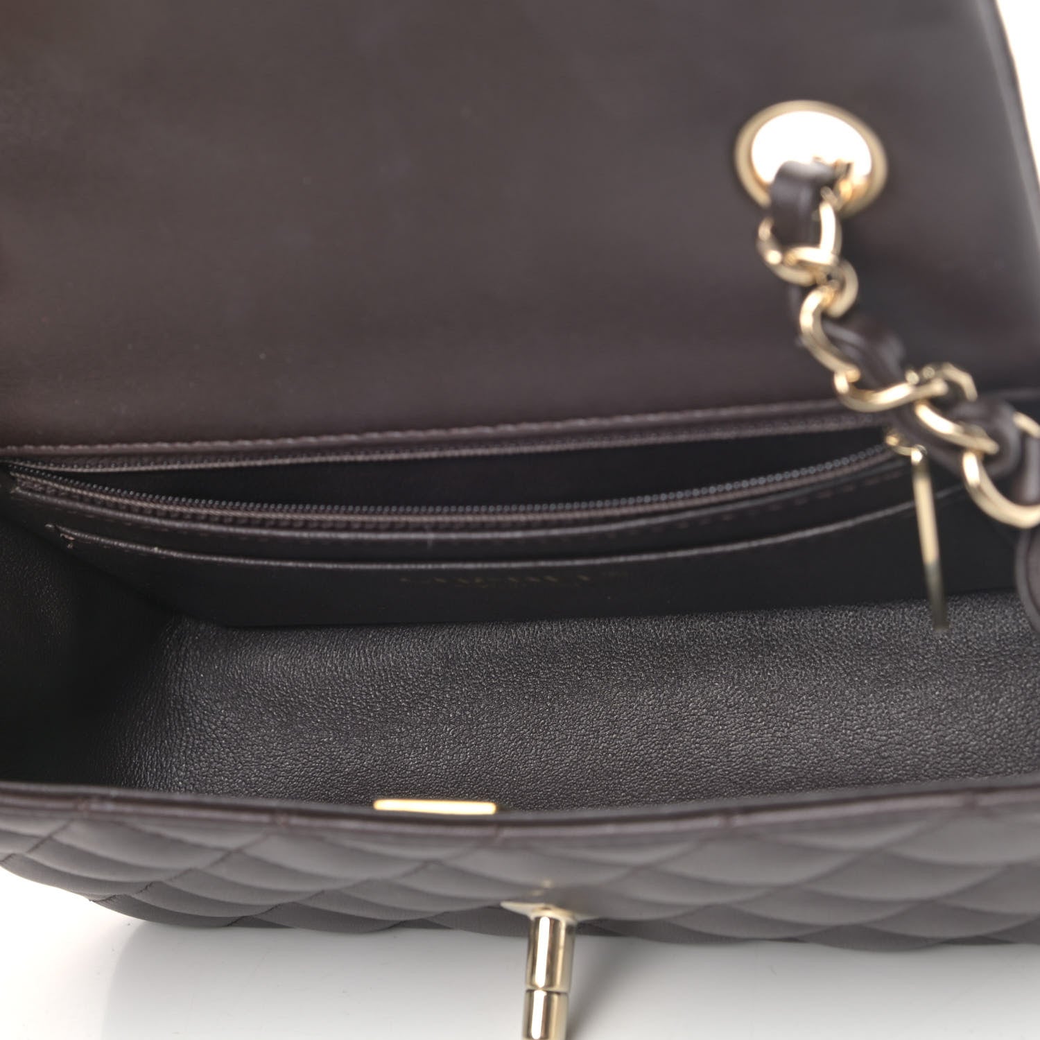 Chanel Lambskin Quilted Mini Rectangular Flap Dark Brown 4 of 5